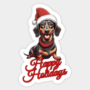 Happy Holidays Happy Dachshund Sticker